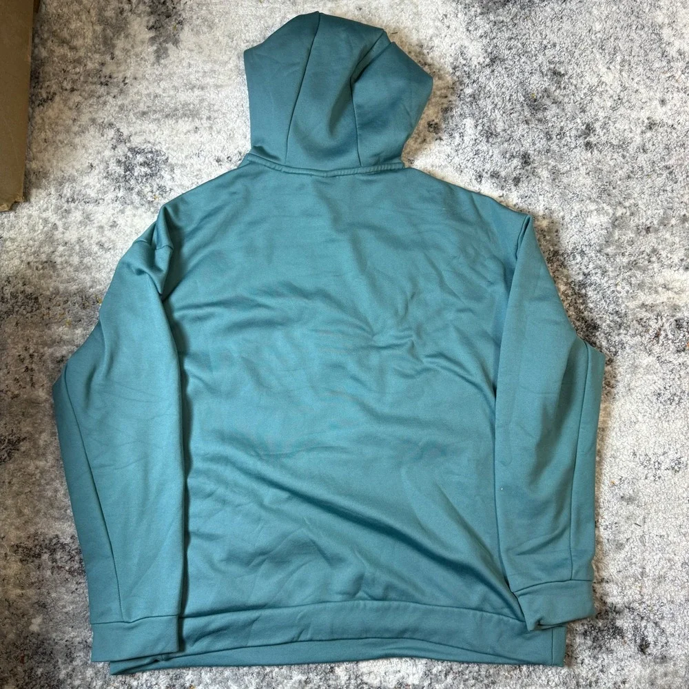 Nike Womens Therma-FIT‎ Fleece Hoodie Teal Green Script Logo Sweatshirt Large